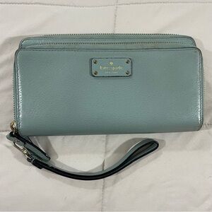Kate Spade Grove Street Light Blue Zip Around Wallet Wristlet